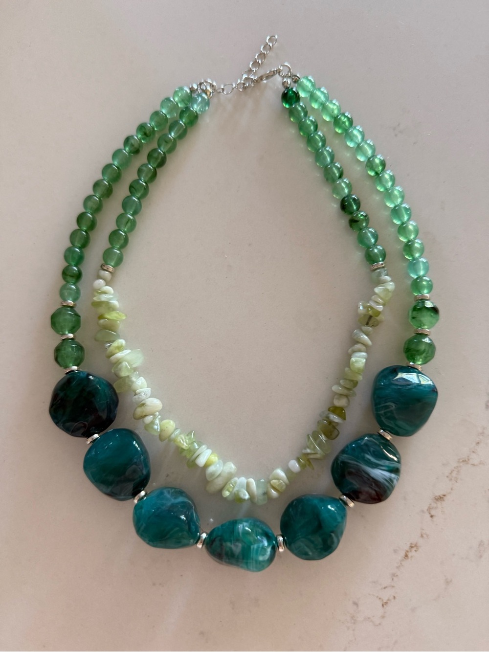 Green Beaded Statement Necklace - Brand Unlabeled